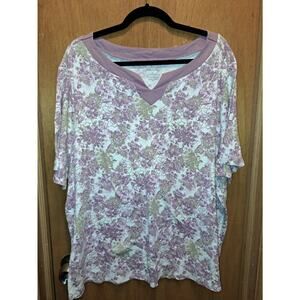 Women's Plus White Stag purple Floral T-Shirt Size 4X